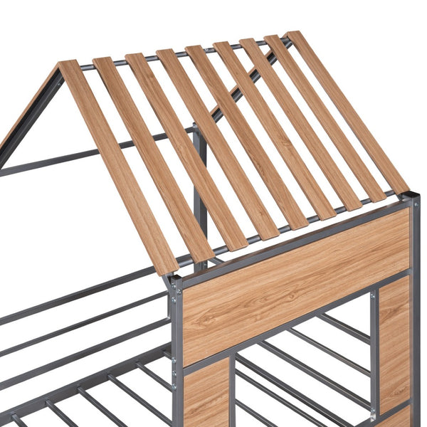 HomeRoots Silver Twin Loft Bed with Durable Wood and Metal Frame – Space-Saving Design for Stylish Bedrooms 602181