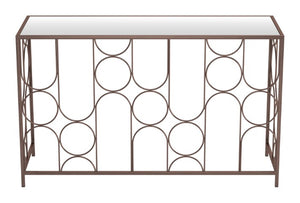 Homeroots 50" Stylish Clear And Bronze Glass Console Table With Modern Steel Geometric Design For Any Room   602185