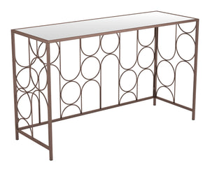 Homeroots 50" Stylish Clear And Bronze Glass Console Table With Modern Steel Geometric Design For Any Room   602185