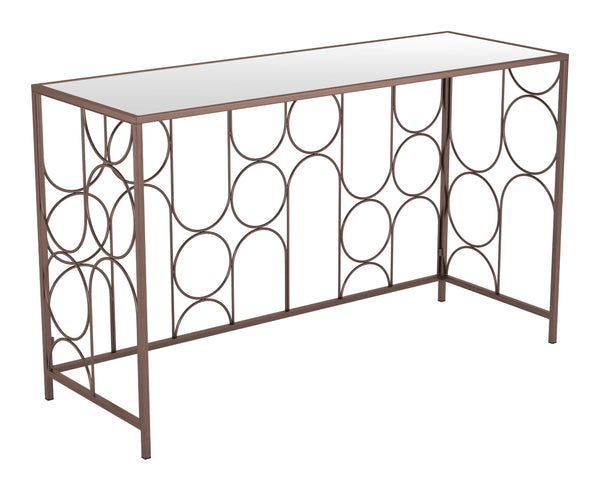 Homeroots 50" Stylish Clear And Bronze Glass Console Table With Modern Steel Geometric Design For Any Room   602185