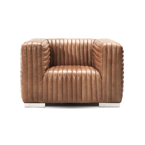 Canyon Chair Chrome Metal, Light Brown Top Grain Leather C6021C-1 Zentique