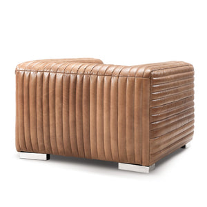 Canyon Chair Chrome Metal, Light Brown Top Grain Leather C6021C-1 Zentique