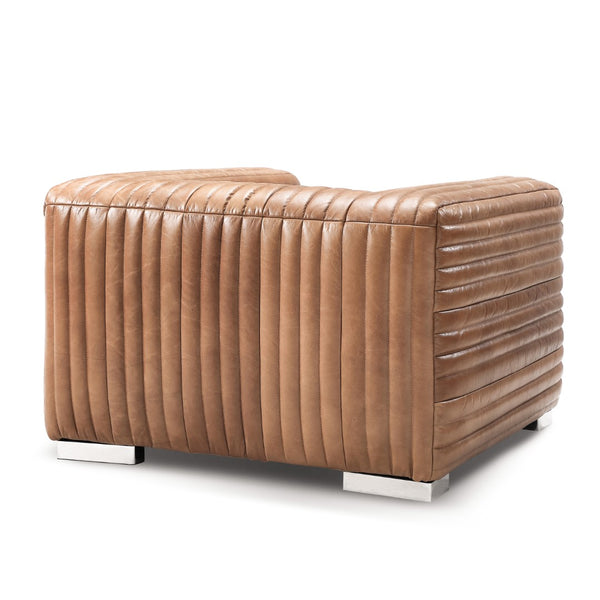 Canyon Chair Chrome Metal, Light Brown Top Grain Leather C6021C-1 Zentique