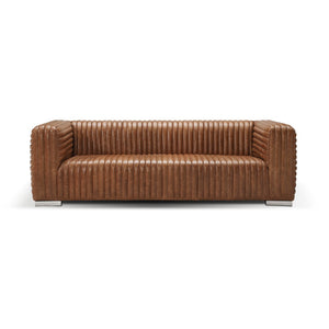 Canyon Sofa Chrome Metal, Light Brown Top Grain Leather C6021C-2.5 Zentique