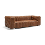Canyon Sofa Chrome Metal, Light Brown Top Grain Leather C6021C-2.5 Zentique