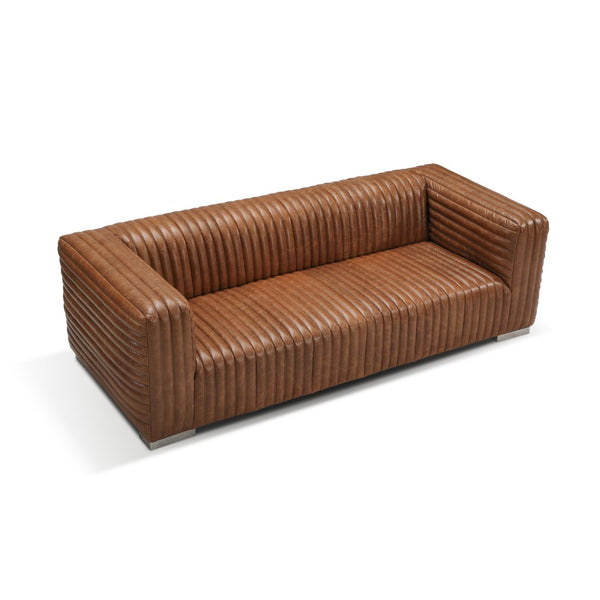 Canyon Sofa Chrome Metal, Light Brown Top Grain Leather C6021C-2.5 Zentique
