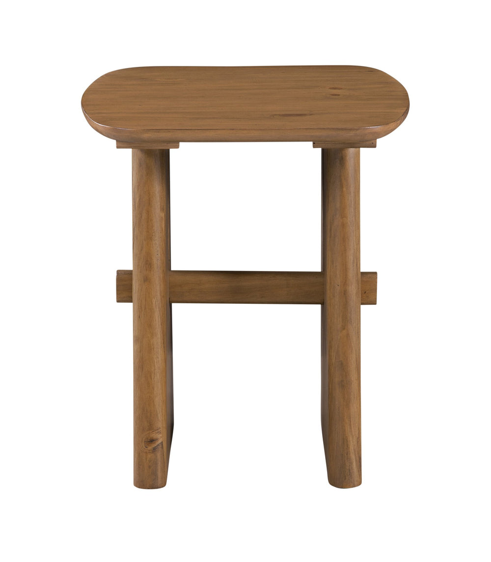 Basset Mirror Knox End Table - Modern Solid Pine Accent Table With Warm Brown Finish & Unique Grain Patterns Natural Pine Wood 6022-lr-250