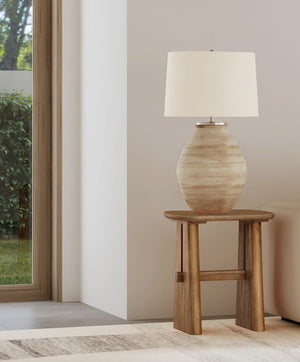 Basset Mirror Knox End Table - Modern Solid Pine Accent Table With Warm Brown Finish & Unique Grain Patterns Natural Pine Wood 6022-lr-250