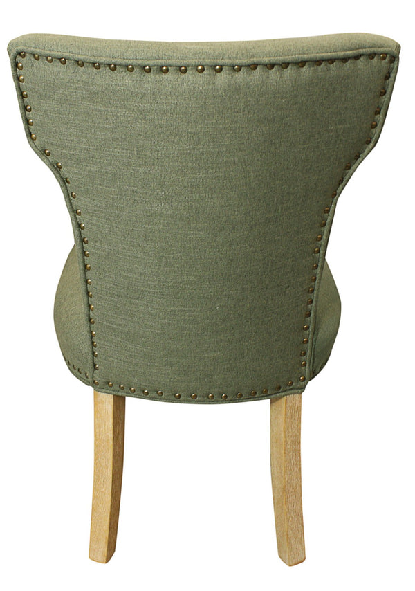 HomeRoots Five-Piece Natural Solid Wood Dining Set: Round Table & 4 Linen Upholstered Chairs for Cozy Spaces 602204