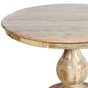 HomeRoots Five Piece Natural Solid Wood Round Dining Set with Four Upholstered Chairs for Rustic Charm 602206