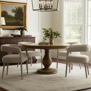 HomeRoots Five Piece Dark Brown Solid Wood Dining Set: Stylish Round Table with Four Elegant Chairs 602207