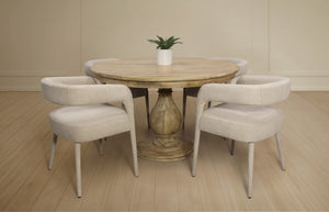 HomeRoots Five Piece Dark Brown Solid Wood Dining Set: Stylish Round Table with Four Elegant Chairs 602207