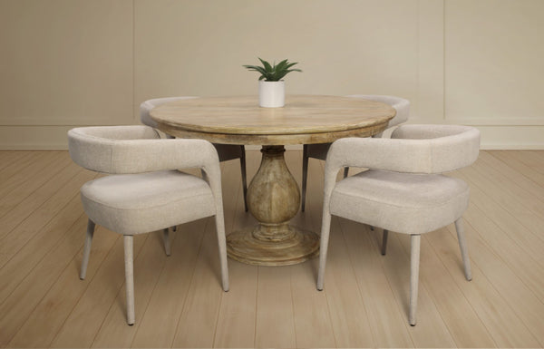 HomeRoots Five Piece Dark Brown Solid Wood Dining Set: Stylish Round Table with Four Elegant Chairs 602207