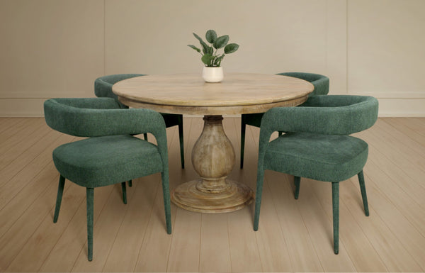HomeRoots Five-Piece Dark Brown Round Solid Wood Dining Set with Upholstered Wishbone Chairs for Style & Comfort 602212