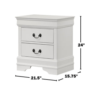 English Elm 2-drawer Nightstand White Lacquer Finish Bracket Feet Molded Trim Bedroom Storage B016P453459