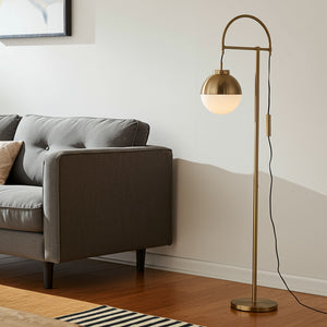 Homeroots 69" Bronze Steel Arc Floor Lamp - Elegant White Frosted Glass Shade, Perfect For Any Decor!  Steel 602213