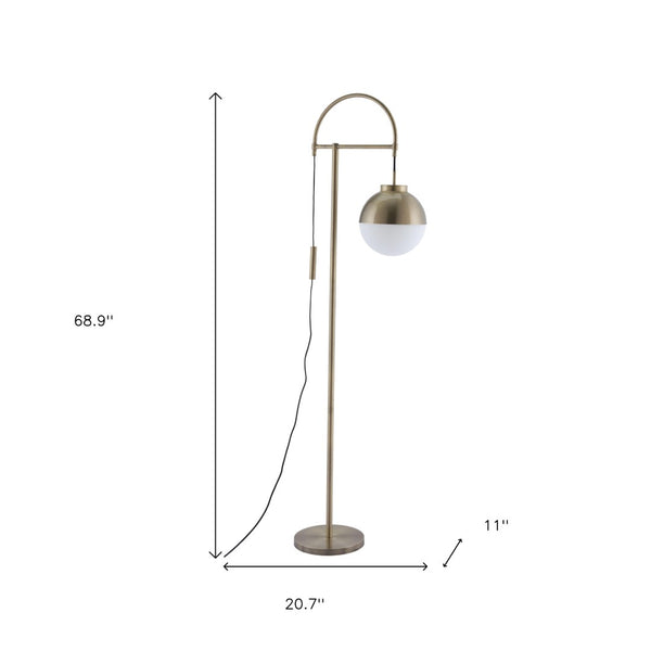 Homeroots 69" Bronze Steel Arc Floor Lamp - Elegant White Frosted Glass Shade, Perfect For Any Decor!  Steel 602213