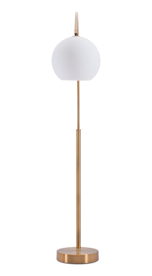 Homeroots 75" Brass Steel Arc Floor Lamp - Elegant White Glass Globe Shade For Stylish Home Lighting Decor  Steel 602214