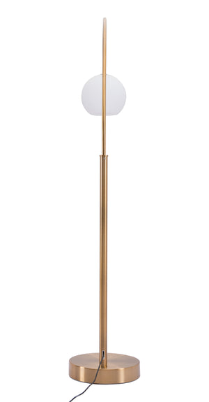 Homeroots 75" Brass Steel Arc Floor Lamp - Elegant White Glass Globe Shade For Stylish Home Lighting Decor  Steel 602214