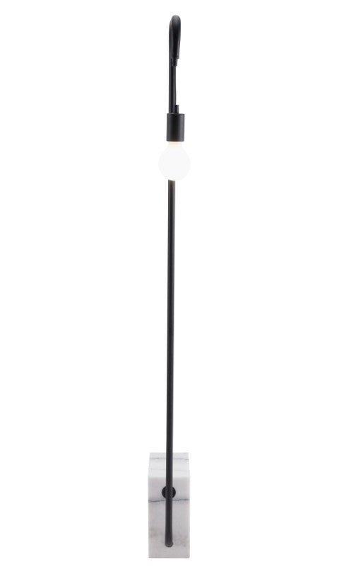 Homeroots 59" Modern Industrial Arc Floor Lamp With Black And White Marble Base For Warm Ambient Lighting  Genuine Marble,Steel 602215