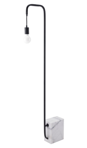 Homeroots 59" Modern Industrial Arc Floor Lamp With Black And White Marble Base For Warm Ambient Lighting  Genuine Marble,Steel 602215