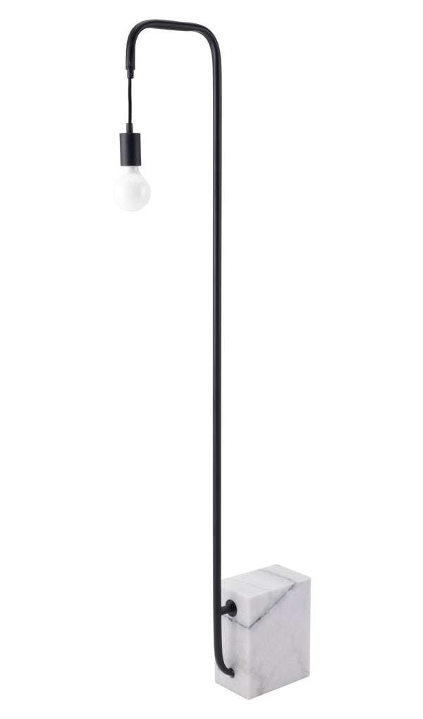 Homeroots 59" Modern Industrial Arc Floor Lamp With Black And White Marble Base For Warm Ambient Lighting  Genuine Marble,Steel 602215