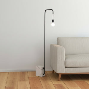 Homeroots 59" Modern Industrial Arc Floor Lamp With Black And White Marble Base For Warm Ambient Lighting  Genuine Marble,Steel 602215