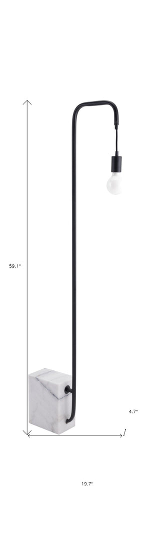 Homeroots 59" Modern Industrial Arc Floor Lamp With Black And White Marble Base For Warm Ambient Lighting  Genuine Marble,Steel 602215
