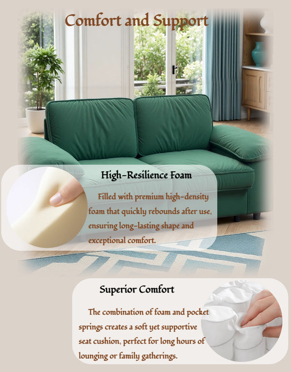 English Elm Fx-P20M-2S-Gr Green Velvet 2-Seater Loveseat With Hidden Storage - Stylish Sofa For Small Spaces W576S00230