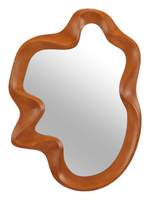 Homeroots 35" Brown Abstract Solid Wood Framed Accent Mirror - Modern Design For Stylish Home Decor Upgrade   602225