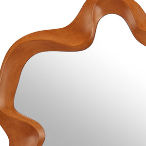 Homeroots 35" Brown Abstract Solid Wood Framed Accent Mirror - Modern Design For Stylish Home Decor Upgrade   602225