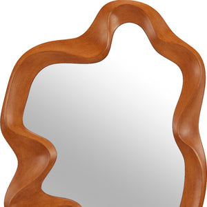 Homeroots 35" Brown Abstract Solid Wood Framed Accent Mirror - Modern Design For Stylish Home Decor Upgrade   602225