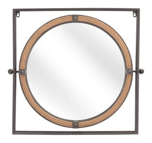 Homeroots 22" Gray Rope And Steel Framed Accent Mirror - Modern Decor With Stylish Reflection For Any Space  Steel 602226