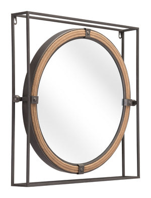 Homeroots 22" Gray Rope And Steel Framed Accent Mirror - Modern Decor With Stylish Reflection For Any Space  Steel 602226