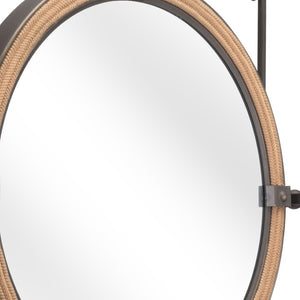 Homeroots 22" Gray Rope And Steel Framed Accent Mirror - Modern Decor With Stylish Reflection For Any Space  Steel 602226