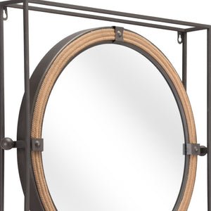 Homeroots 22" Gray Rope And Steel Framed Accent Mirror - Modern Decor With Stylish Reflection For Any Space  Steel 602226