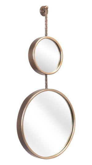 Homeroots 35" Bronze Double Round Steel Framed Accent Mirror - Modern Design For Elegant Home Decor Upgrade  Steel 602227