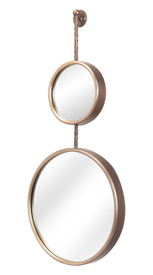 Homeroots 35" Bronze Double Round Steel Framed Accent Mirror - Modern Design For Elegant Home Decor Upgrade  Steel 602227