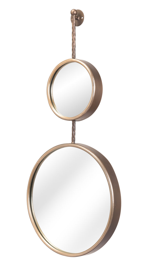 Homeroots 35" Bronze Double Round Steel Framed Accent Mirror - Modern Design For Elegant Home Decor Upgrade  Steel 602227
