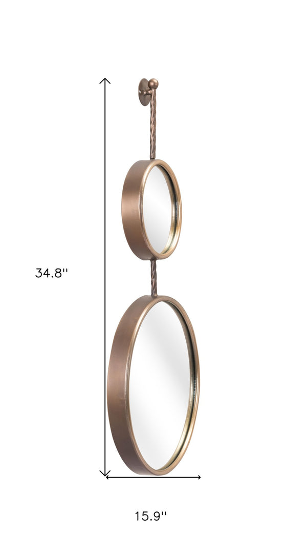 Homeroots 35" Bronze Double Round Steel Framed Accent Mirror - Modern Design For Elegant Home Decor Upgrade  Steel 602227