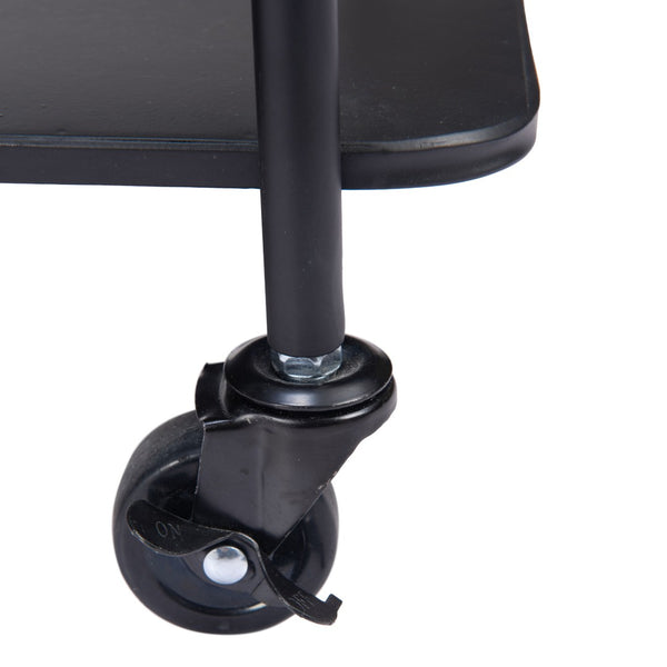 Homeroots 32" Elevate Your Entertaining With A Chic Black And White Steel Glass Marble Rolling Bar Cart   602231