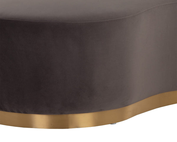 Sunpan Cassey Bench – Contemporary Curved Design with Gold Stainless Steel Base for Stunning Home Appeal Meg Ash