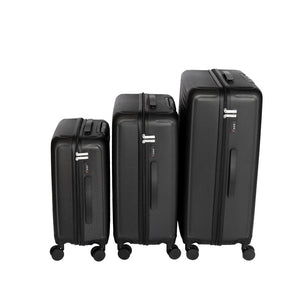 English Elm 2025 Hardshell Abs 3 Piece Luggage Set Matte Spinner Wheels Combo Lock Travel Acacia Wood,Antique Black W2710P417747