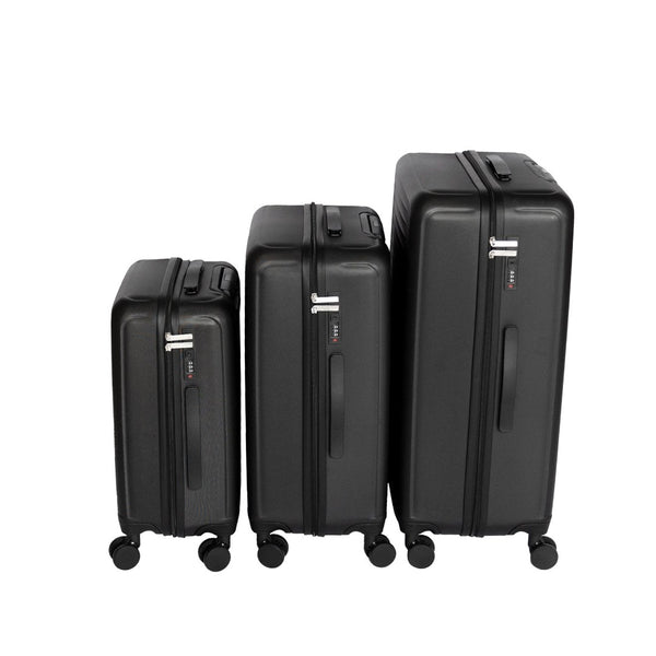 English Elm 2025 Hardshell Abs 3 Piece Luggage Set Matte Spinner Wheels Combo Lock Travel Acacia Wood,Antique Black W2710P417747