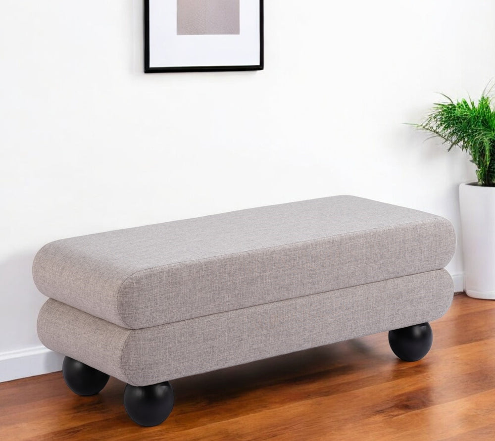 Homeroots 45" Gray And Black Fabric Upholstered Bench - Stylish & Versatile Entryway Seating For Any Room   602308