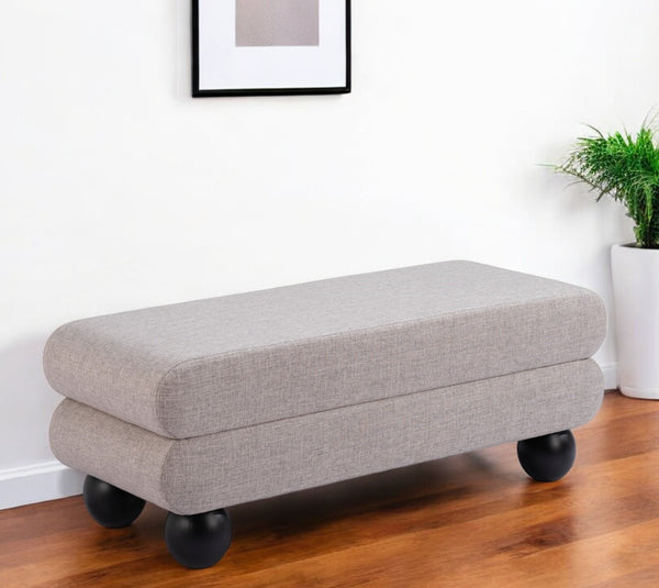 Homeroots 45" Gray And Black Fabric Upholstered Bench - Stylish & Versatile Entryway Seating For Any Room   602308