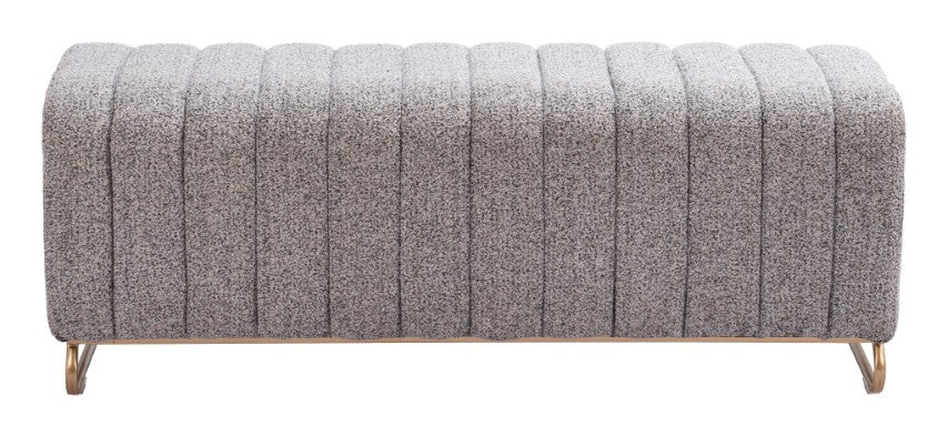 Homeroots 47" Stylish Gray And Gold Boucle Upholstered Bench – Chic Seating Solution For Any Space   602309