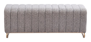 Homeroots 47" Stylish Gray And Gold Boucle Upholstered Bench – Chic Seating Solution For Any Space   602309