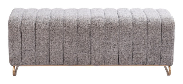 Homeroots 47" Stylish Gray And Gold Boucle Upholstered Bench – Chic Seating Solution For Any Space   602309