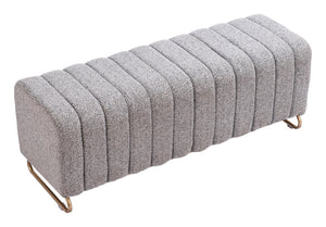 Homeroots 47" Stylish Gray And Gold Boucle Upholstered Bench – Chic Seating Solution For Any Space   602309